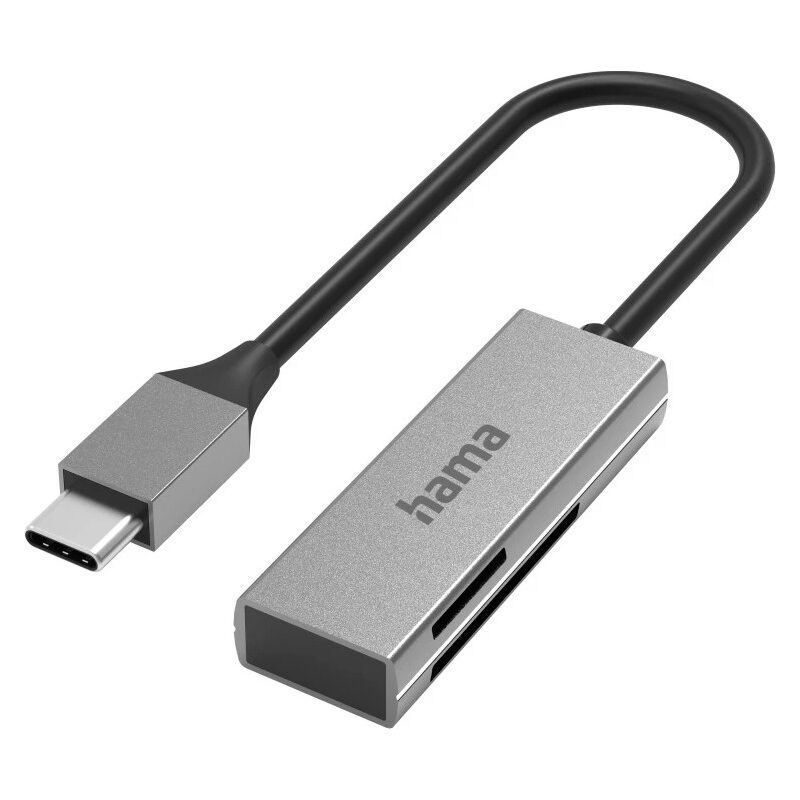 HAMA USB-Kartenleser, USB 3.0, SD/microSD, USB-C, Alu