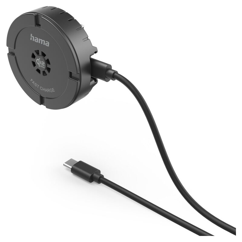 HAMA Wireless Charger/Induktion Qi2-Schnelllader, Standfunktion, magnetisch, 25W, Luftkühlung, Schwarz