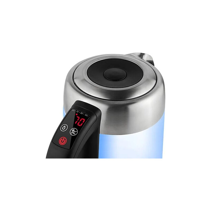 ECG RK 1777 COLORE, Wasserkocher 1,7L mit Glaskessel edelstahl schwarz