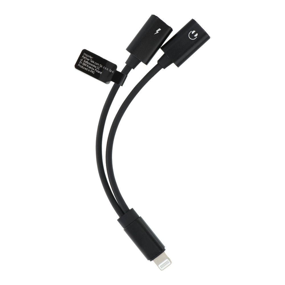 Adapter HF/audio + charging iPhone Lightning 8-pin für Lightning 8-pin schwarz