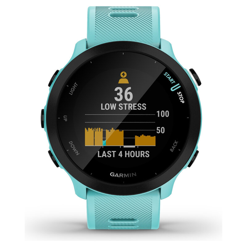 Garmin Forerunner 55 Türkisblau/Schwarz mit Silikon-Wechselarmband 20mm, Laufuhr
