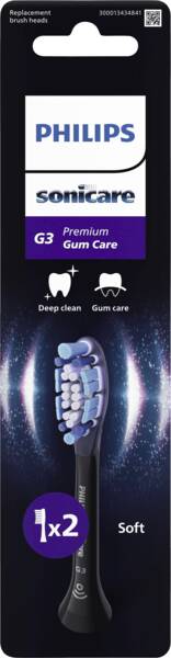 Philips PH Aufsteckbürste für Zahnbürsten HX9052/88 Premium Gum Care 2er Pack Schwarz