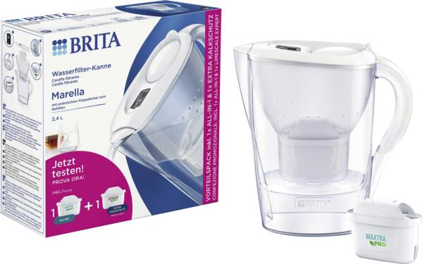 Brita Wasserfilter Marella Inkl. 1 MAXTRA PRO ALL-IN-1 und 1 EXTRA KALKSCHUTZ Weiss