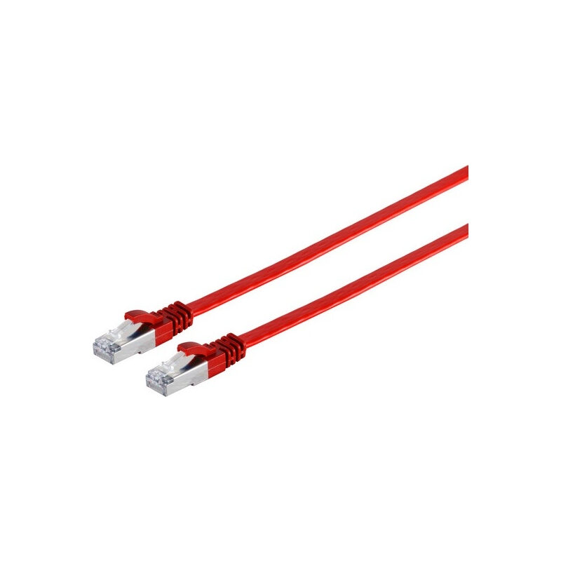 Orcatel Netzwerkkabel-Patchkabel-Flachkabel U/FTP cat. 7, slim, 0,25m rot