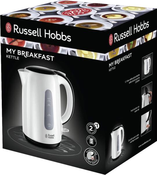Russell Hobbs Wasserkocher My Breakfast Wasserkocher Weiss-Schwarz