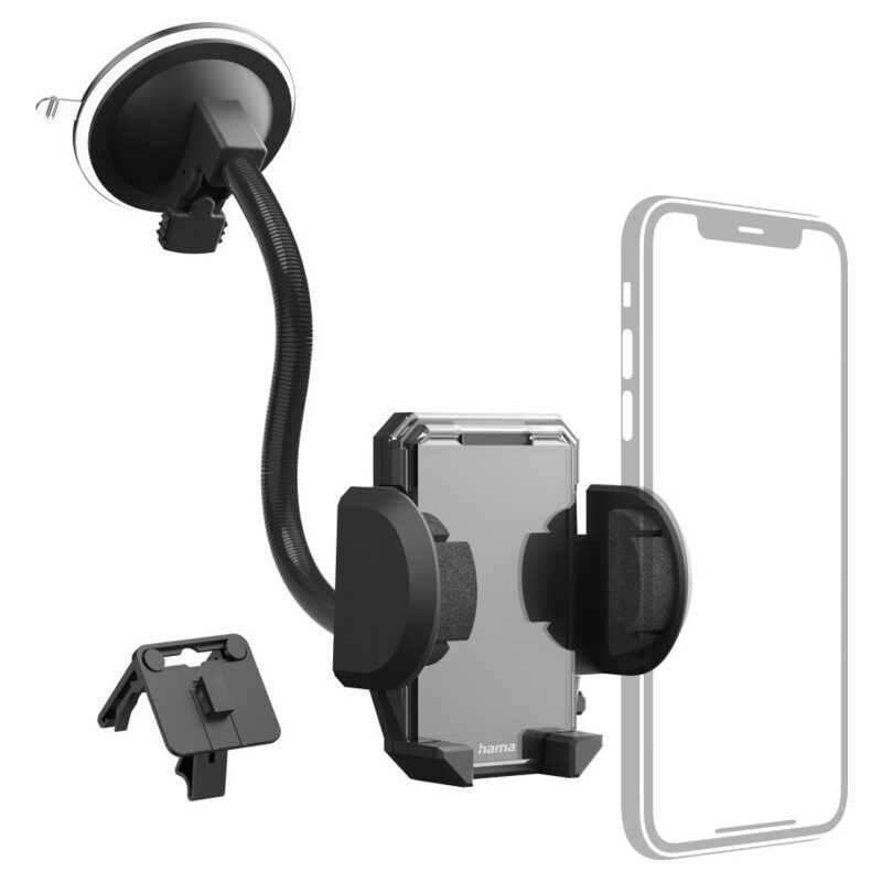 Hama Universal-Smartphone-Halter-Set, 2in1 Multi, universal, 4 - 11 cm Breite, Schwarz