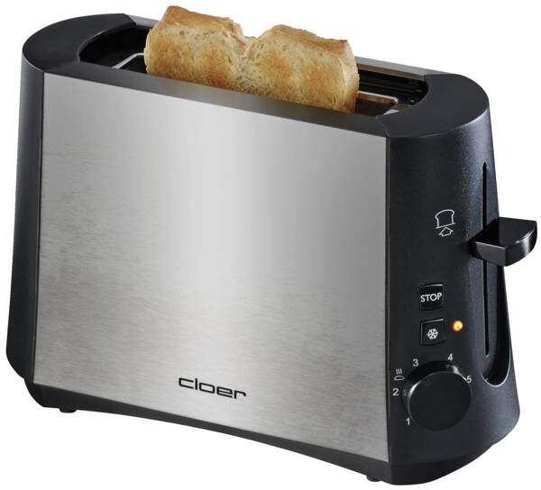 Cloer Single-Toaster Toaster 3890 Edelstahl-Schwarz