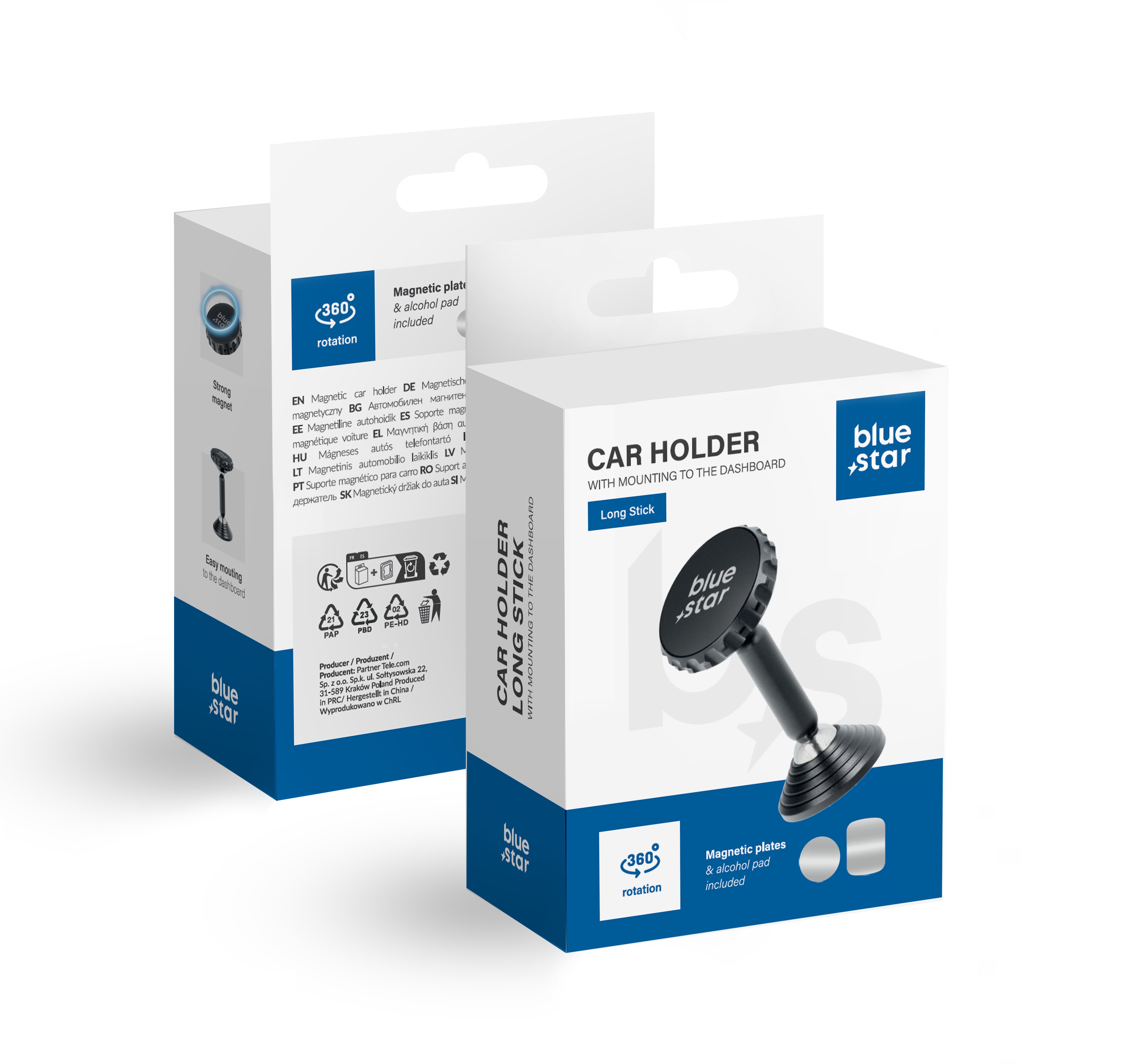 BLUE STAR magnetischer Autohalter LONG STICK für Tafel / Schreibtisch schwarz