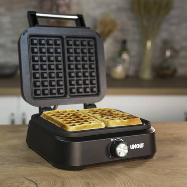 Unold Doppel-Waffeleisen 48275 Belgisches Waffeleisen Brüssel Schwarz