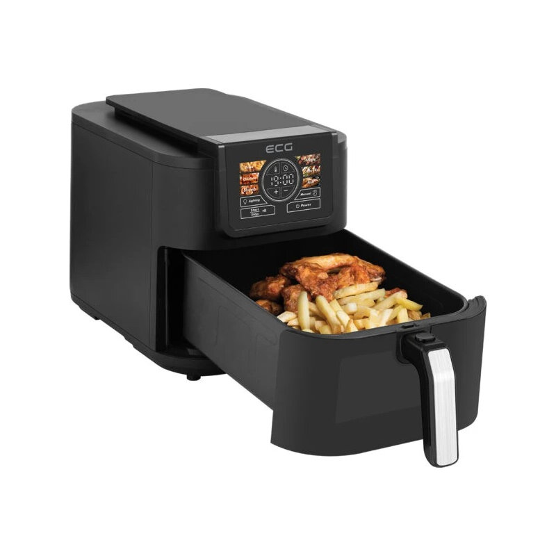ECG AF 8020 Ai Slim Fry, Heißluftfritteuse mit Sichtfenster, 8L Fassungsvermögen, schwarz