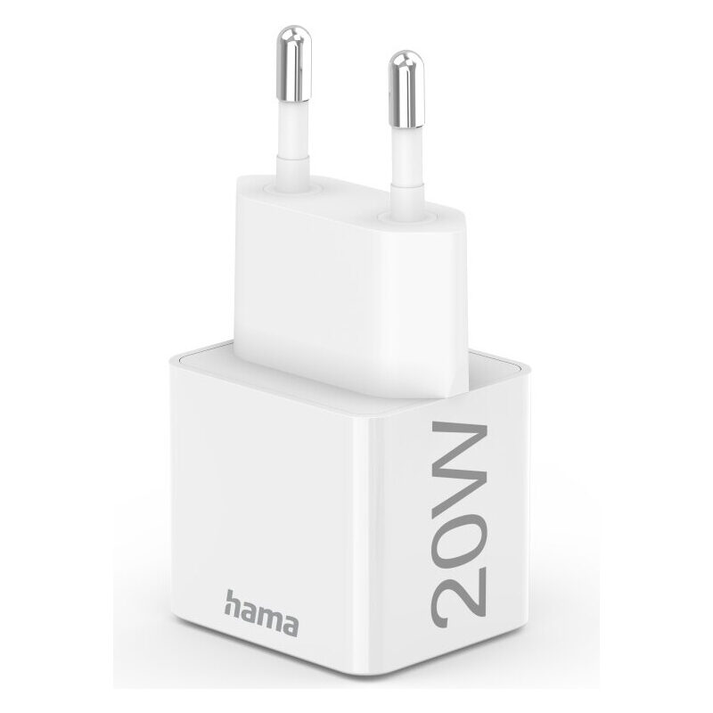 Hama Mini-Ladegerät USB-C, Schnelllader 20W, Qualcomm® Quick Charge™ /Power Delivery (PD), Weiss