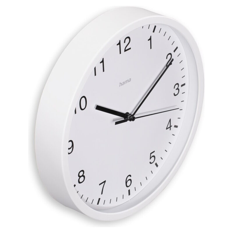 Hama Wanduhr Elba, analog, Geräuscharm, Ø 25cm, Weiss