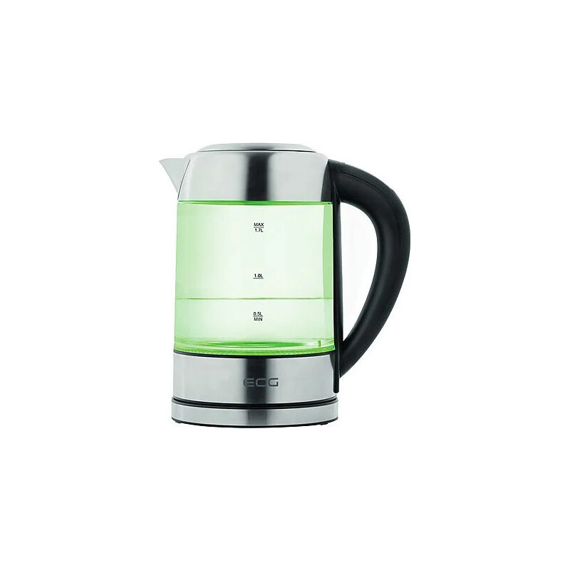 ECG RK 1777 COLORE, Wasserkocher 1,7L mit Glaskessel edelstahl schwarz