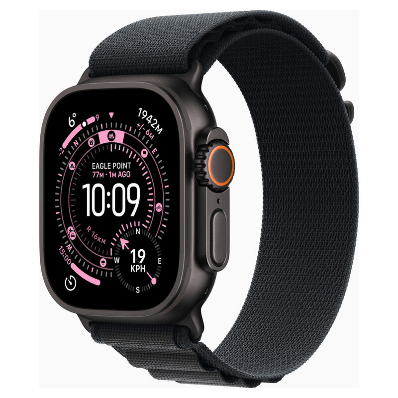 Apple Watch Ultra 3, GPS+CELL, titan schwarz, 49mm, Alpin Band schwarz, S