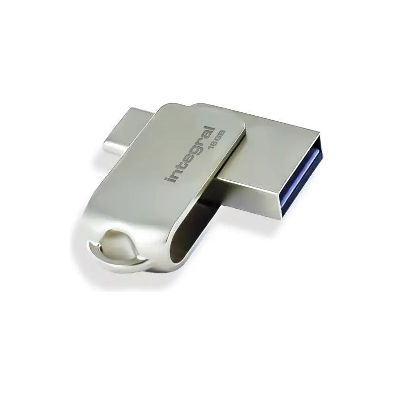 Integral USB 3.0 Drive 360-C, Dual Typ-C, USB-C + USB 3.0, 64GB silber