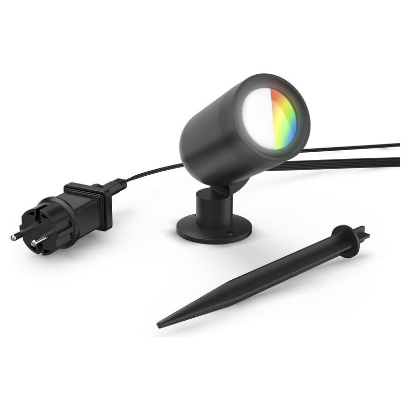 Hama WLAN-Gartenstrahler + Erdspieß, IP65 Wetterfest, Matter, farbig, dimmbar, Schwarz