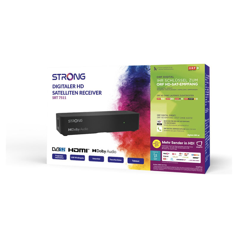 Strong SRT-7511 Digitaler HD Satelliten Receiver, DVB-S2, HDMI, schwarz