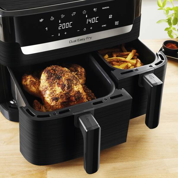 Tefal Doppel-Heißluft-Fritteuse EY901N - Dual Easy Fry Essential Schwarz