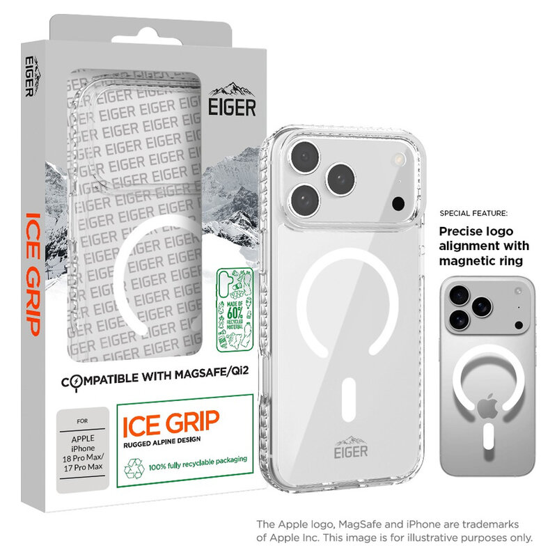 Eiger ICE Grip Magsafe für Apple iPhone 18 Pro Max, 17 Pro Max Clear