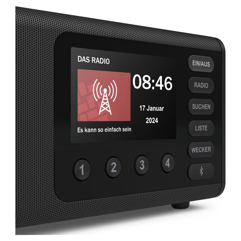 HAMA Digitalradio DR1001, FM/DAB/DAB+, Bluetooth RX, Radiowecker, Schwarz