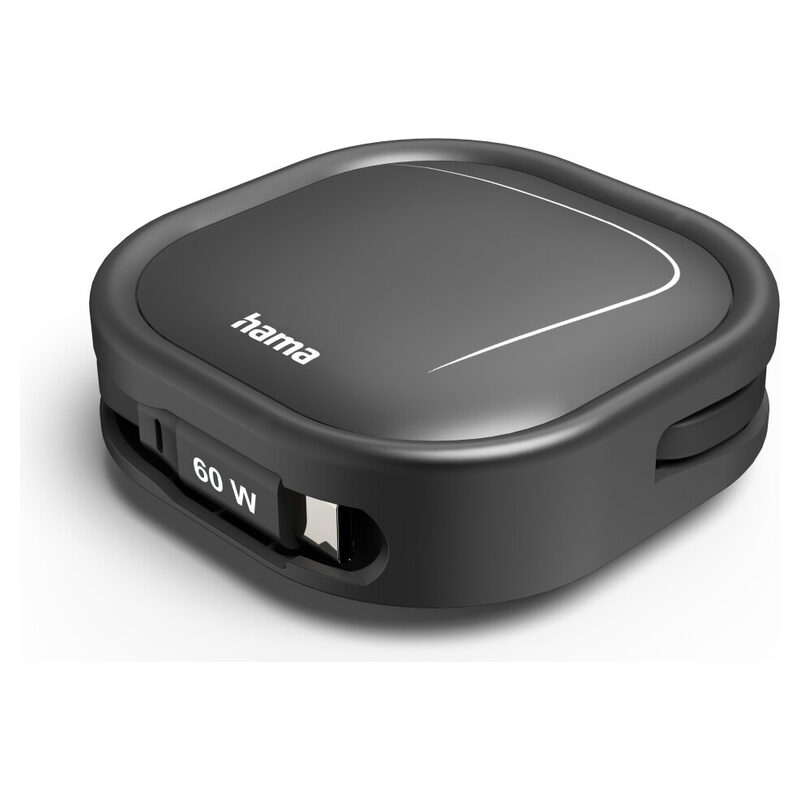 Hama Ladekabel/Datenkabel, ausziehbar, USB-C auf USB-C, USB 2.0, 480 Mbit/s,60W, 1m, Schwarz