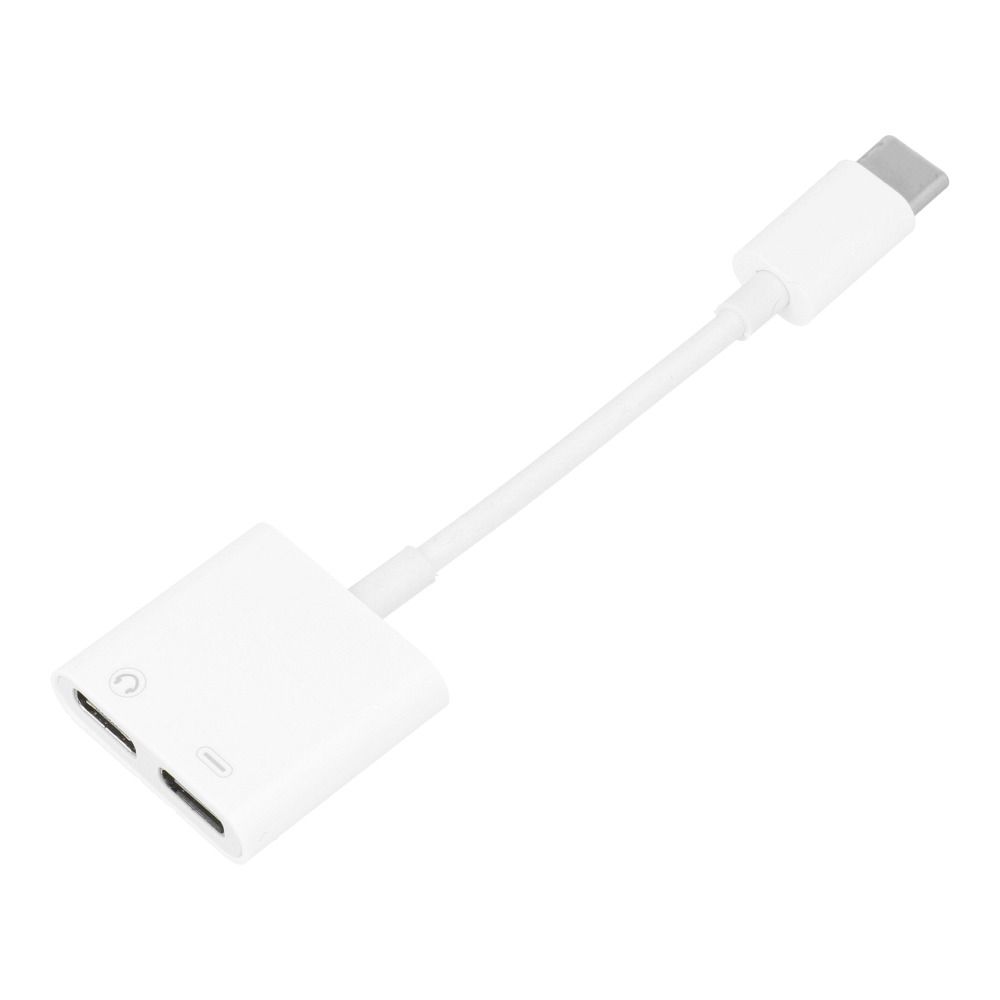 Adaptor HF/audio + charging Typ C - Typ C weiß