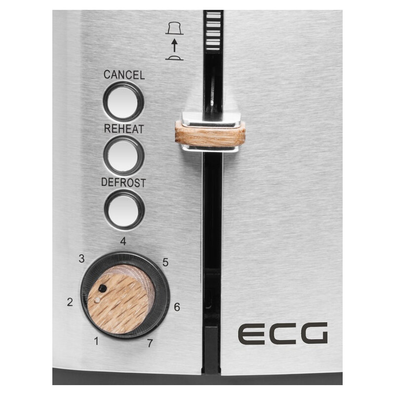ECG ST 2767 Timber, Toaster mit 2 Fächer, edelstahl