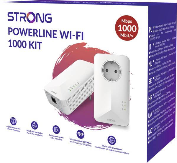 Strong Stromnetzadapter Powerline Wi-Fi 1000 Kit EU V2 Weiss B-WARE