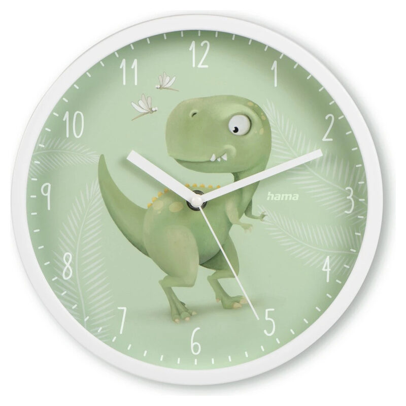 Hama Kinder-Wanduhr Cebu, analog, Ø 25 cm, ohne Ticken, Grün/Weiss