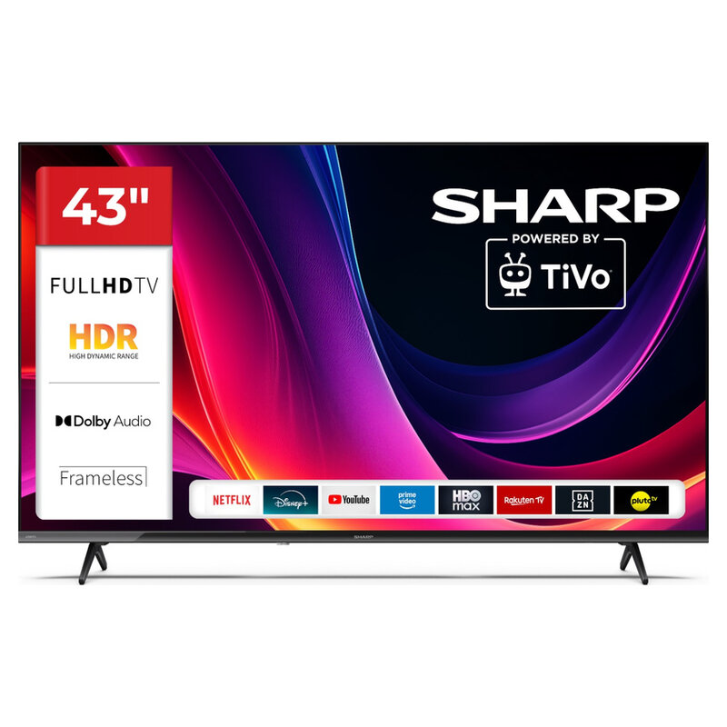 Sharp 43HE2445E, 43 Zoll/108cm, Full HD LED Smart TiVo Smart TV mit einer herausragenden Bildqualität, schwarz