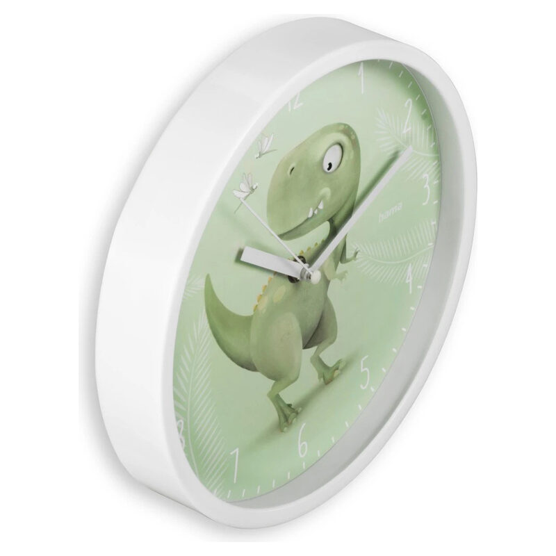 Hama Kinder-Wanduhr Cebu, analog, Ø 25 cm, ohne Ticken, Grün/Weiss
