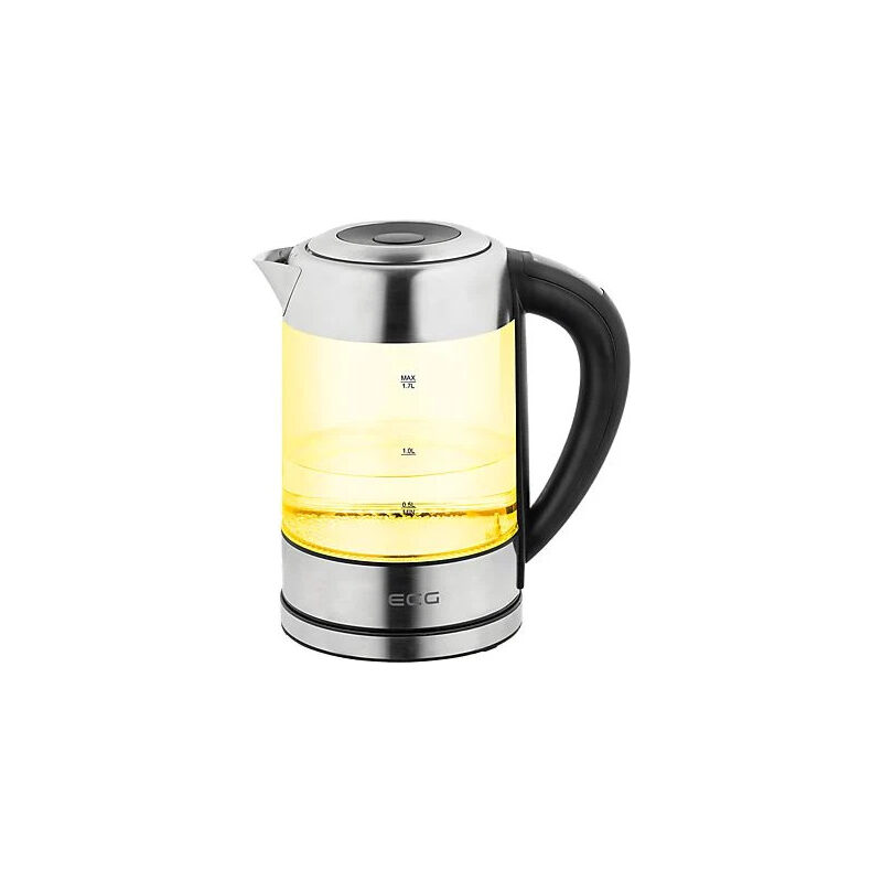 ECG RK 1777 COLORE, Wasserkocher 1,7L mit Glaskessel edelstahl schwarz
