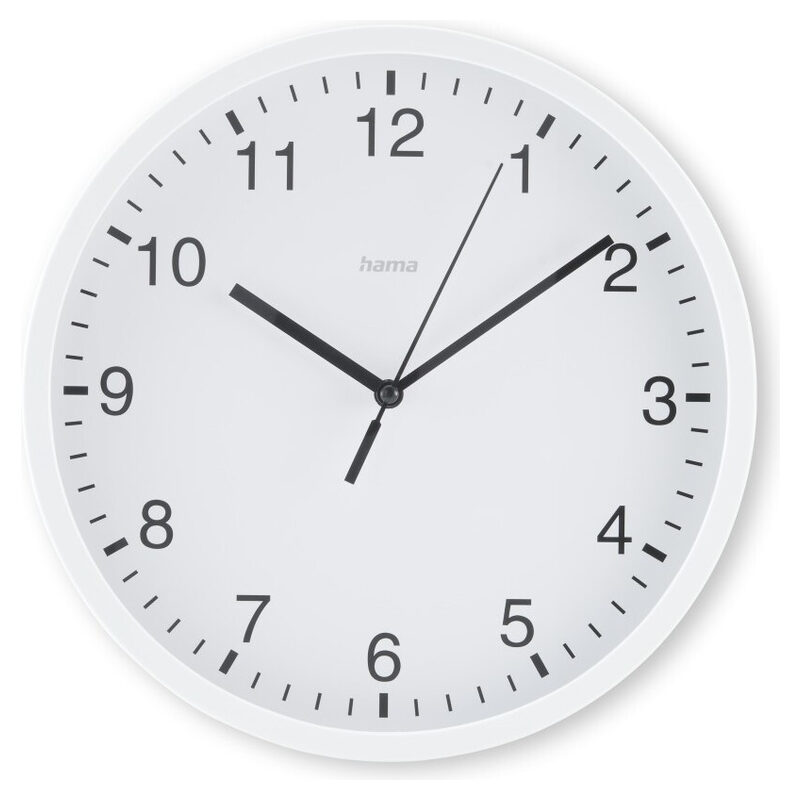 Hama Wanduhr Elba, analog, Geräuscharm, Ø 25cm, Weiss