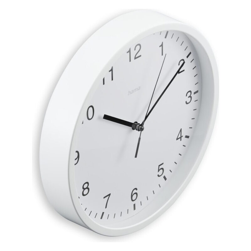Hama Wanduhr Elba, analog, Geräuscharm, Ø 25cm, Weiss