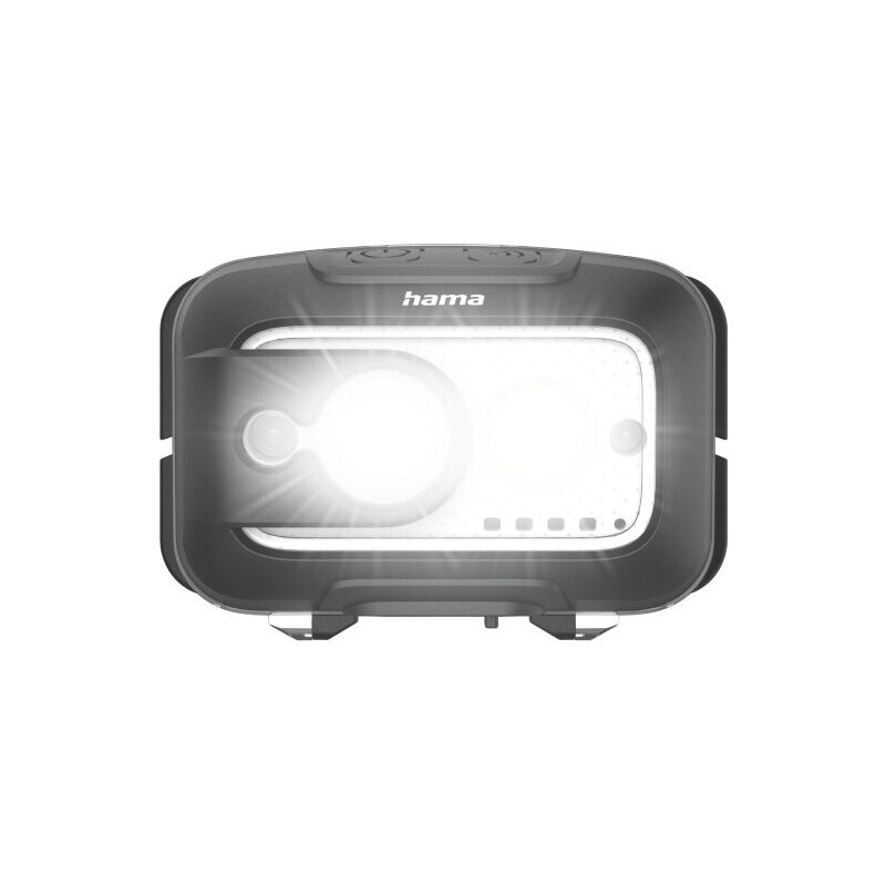 Hama LED-Stirnlampe 500lm, robust, aufladbar, Schwarz/Grau