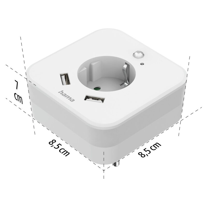 Hama LED-Nachtlicht / Orentierungslicht mit Steckdose, Weiss