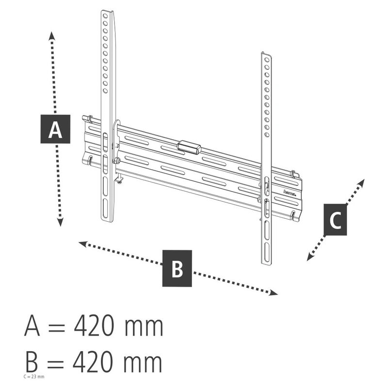 Hama TV-Wandhalterung starr, 400x400, 165 cm (65 Zoll), Schwarz