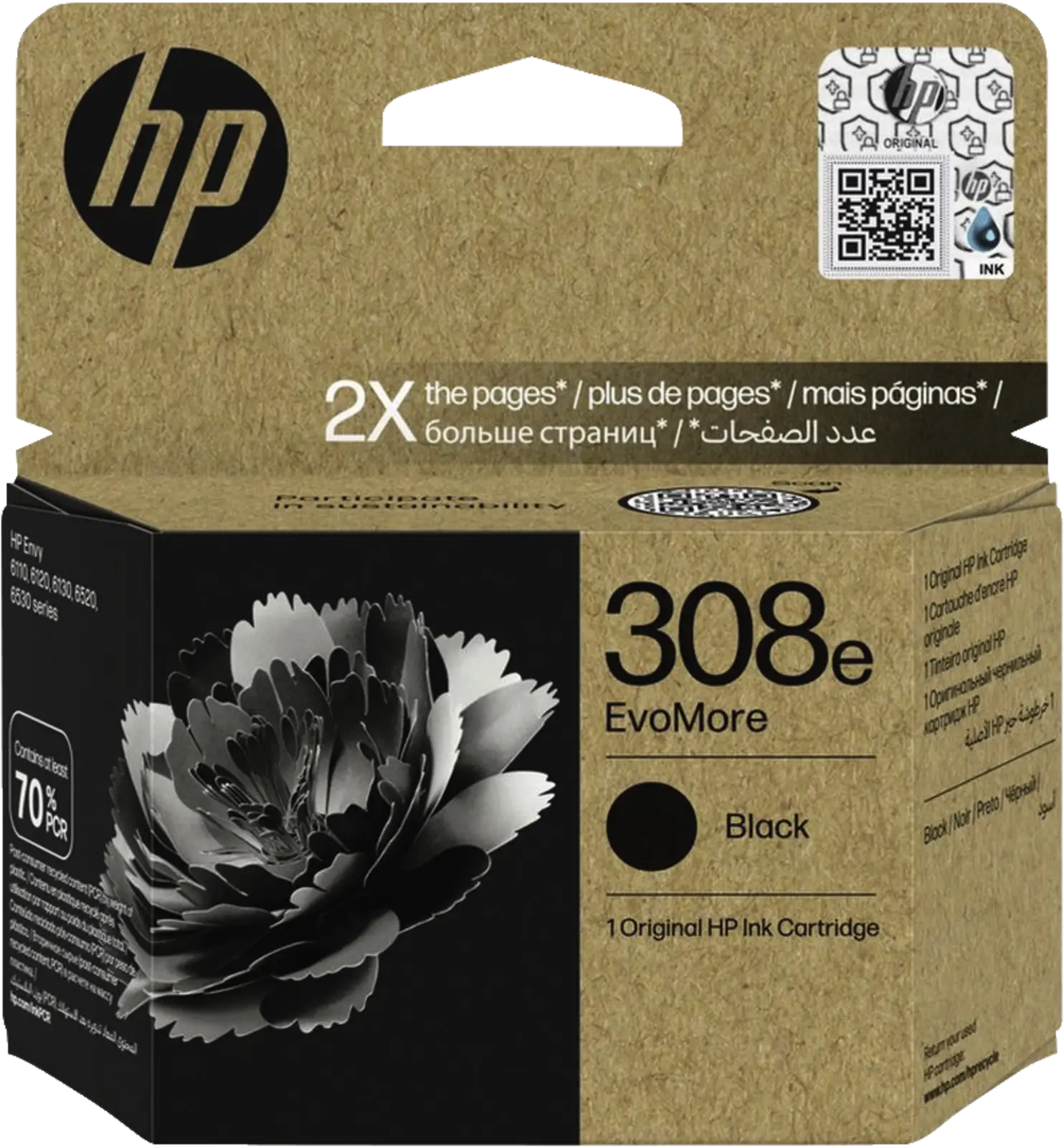 HP 308e EvoMore Original Ink Cartridge — Black