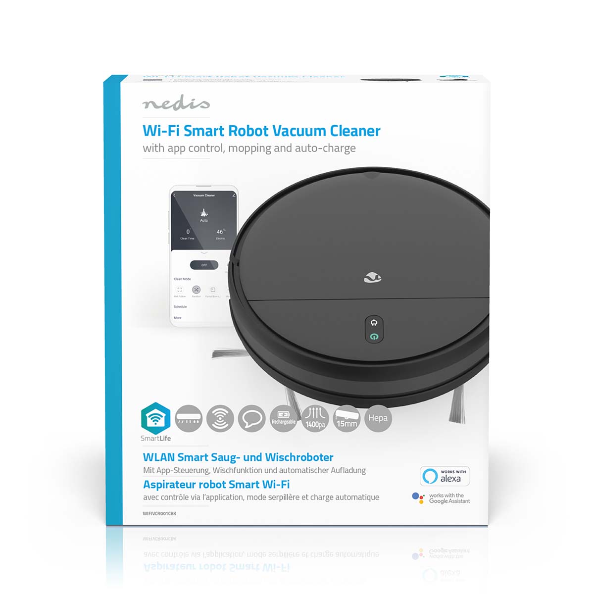 WIFIVCR001CBK-P66 Nedis Roboter-Staubsauger WIFIVCR001CBK