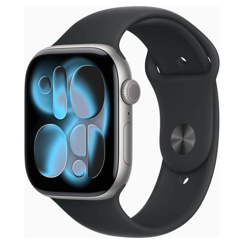 Apple Watch, S11, GPS, space grau, 46mm, Aluminiumgehäuse, Sportarmband schwarz S/M
