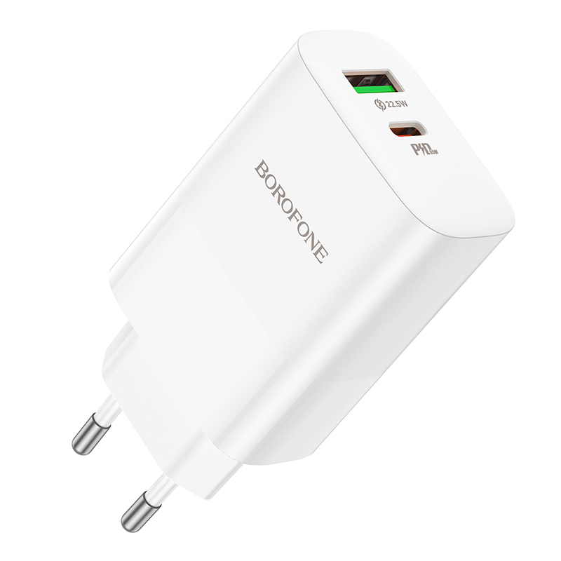 BOROFONE WALL CHARGER BN10 SUNLIGHT - USB + TYPE C - QC 3.0 PD 65W WHITE