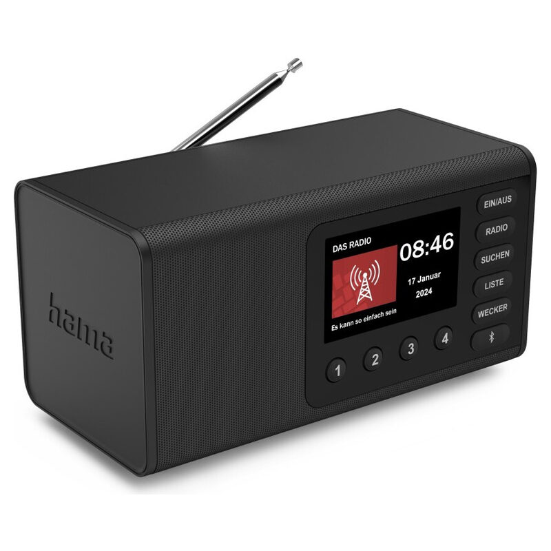 HAMA Digitalradio DR1001, FM/DAB/DAB+, Bluetooth RX, Radiowecker, Schwarz