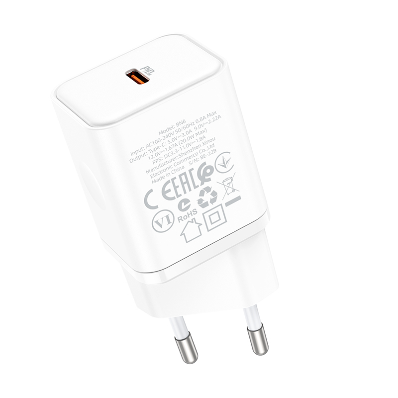 Borofone Wall charger BN6 Field - Type C - QC 3.0 PD 20W white