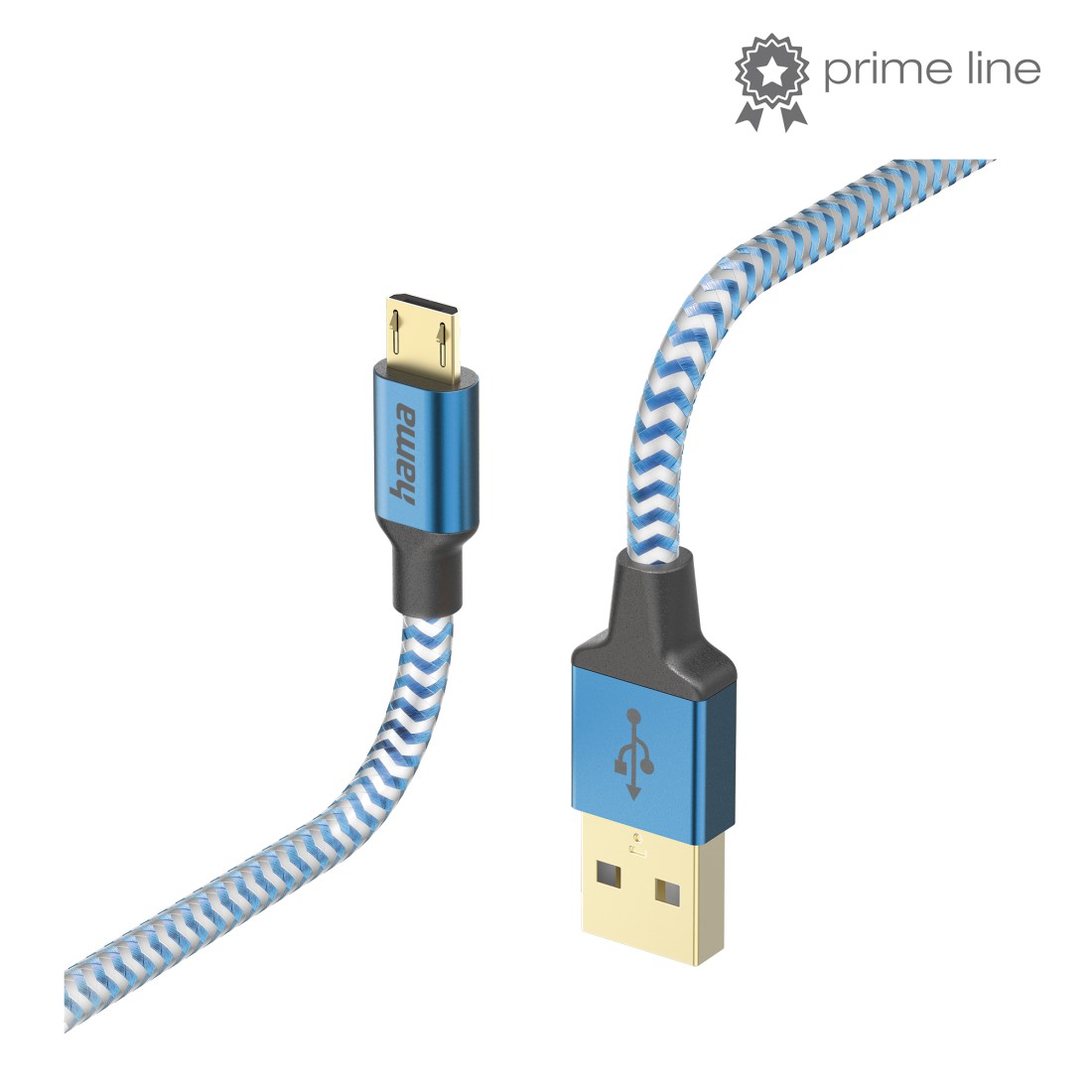Hama Ladekabel "Reflective", USB-A - Micro-USB, 1,5 m, Nylon, Blau