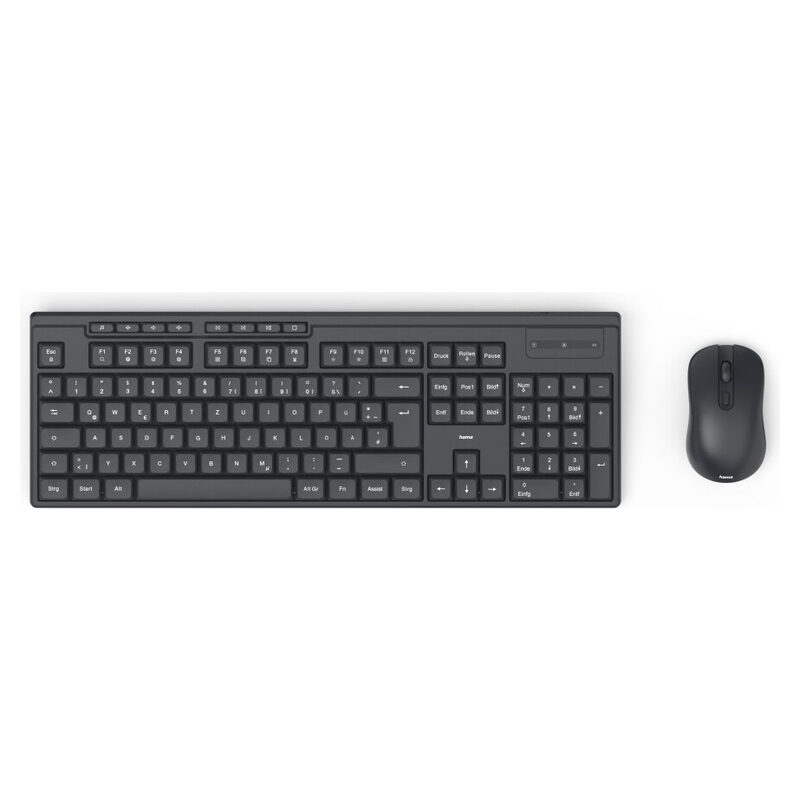 HAMA Funk-Tastatur-/Maus-Set WKM-200, 8 Media-Tasten, QWERTZ DE, Schwarz