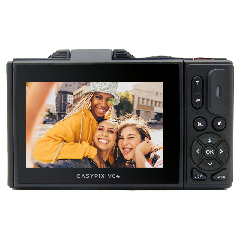 Easypix Digitalkamera V64 FLIP mit Klappbildschirm, Schwarz