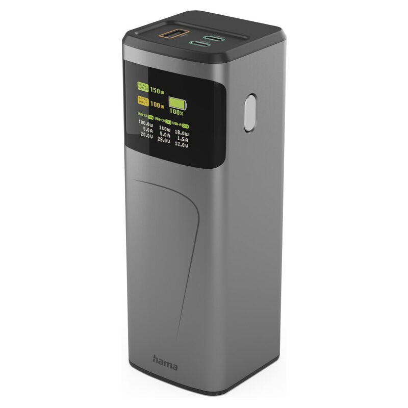 HAMA Power Pack High Power, 150W, 24000mAh, 2x USB-C + 1x USB-A, Anthrazit
