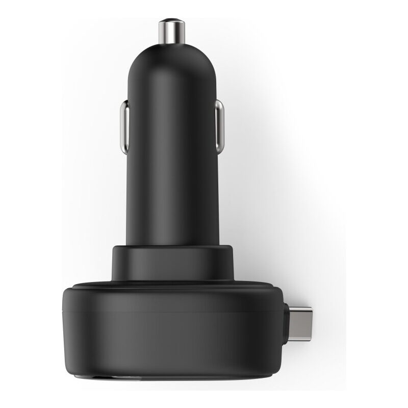 Hama Kfz-Ladegerät, ausziehbares USB-C Kabel + 1xUSB-C Port, 30W, PD, 1m, Schwarz