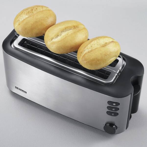 Severin 4-Scheiben-Toaster AT 2509 Edelstahl-Schwarz