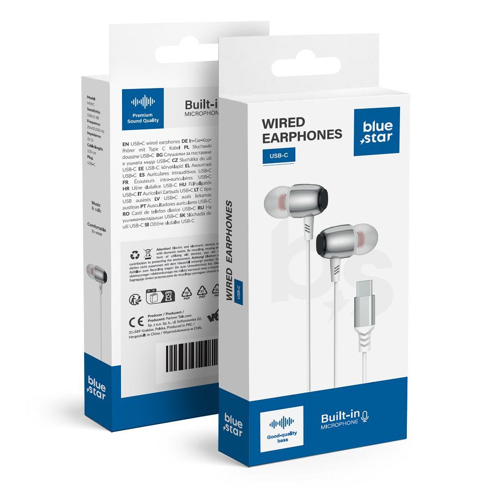 Bluestar Wire earbuds USB C (DAC) Blue Star M09C 1,2 m white